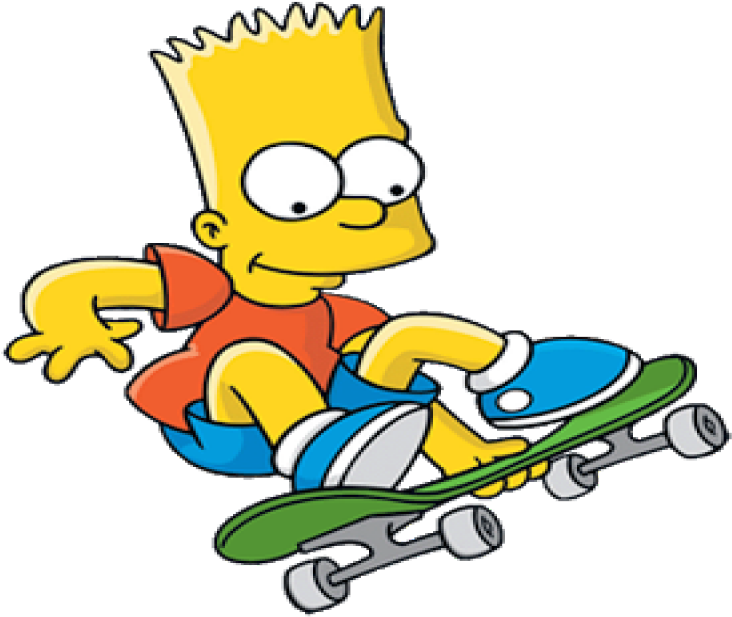 Image Free Library Por Todos Es - Bart Simpson On Skateboard (800x640), Png Download