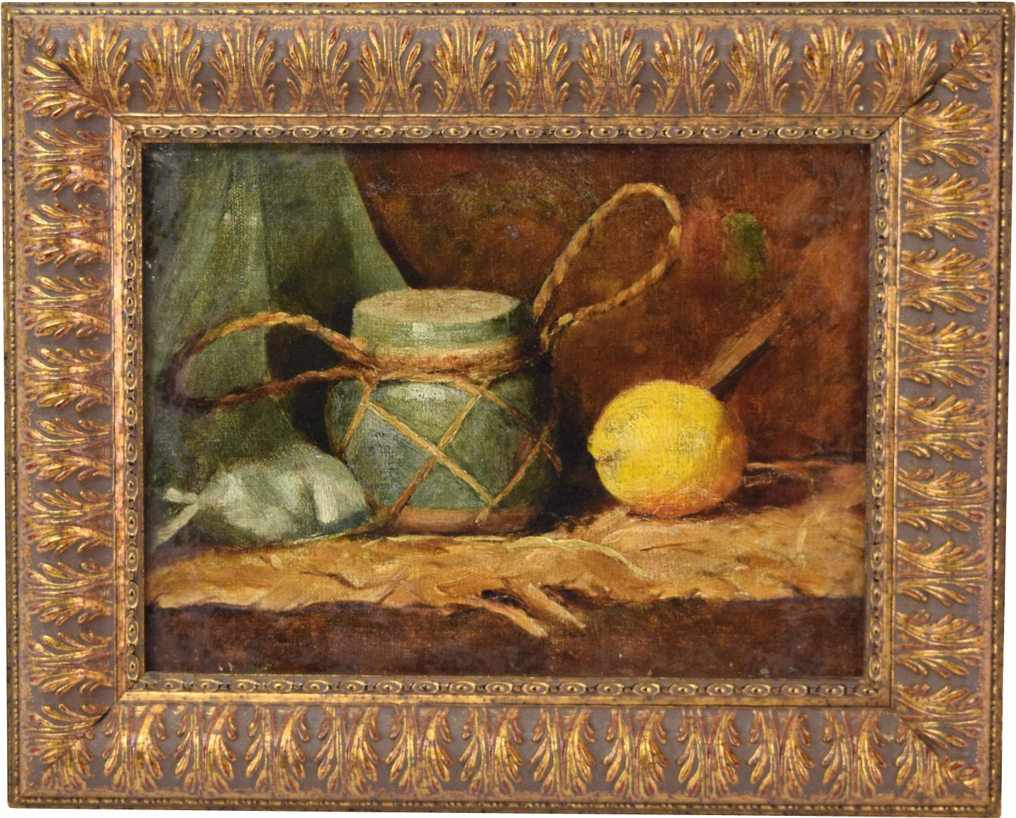19th Century Oil Painting Still Life Of Lemon With - Oil Painting (1432x1432), Png Download