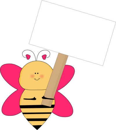 Heart Clipart Bee - Bee Holding Sign (400x449), Png Download