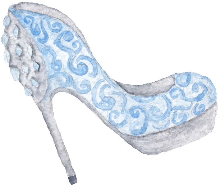 Blue Hand Drawn High Heel Cartoon Snow Transparent - Carolines Treasures Bb7554ovmt Watercolor Cinderella (1024x1024), Png Download