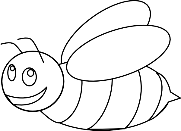 Bee Clipart Black And White - Bee Coloring (600x435), Png Download