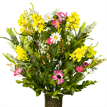 Wildflower Bouquet Png - Ruby's Silk Flowers Pink And Yellow Wildflower Artificial (353x353), Png Download