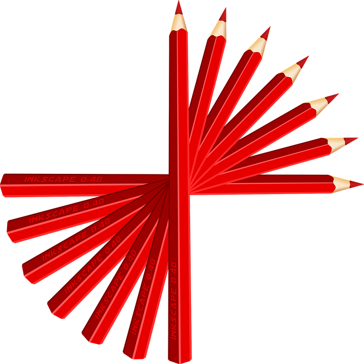 Pencils, Pens, Red, Drawing, Sharp, Crayon, Paint - 5 Red Pencils Clip Art (640x640), Png Download
