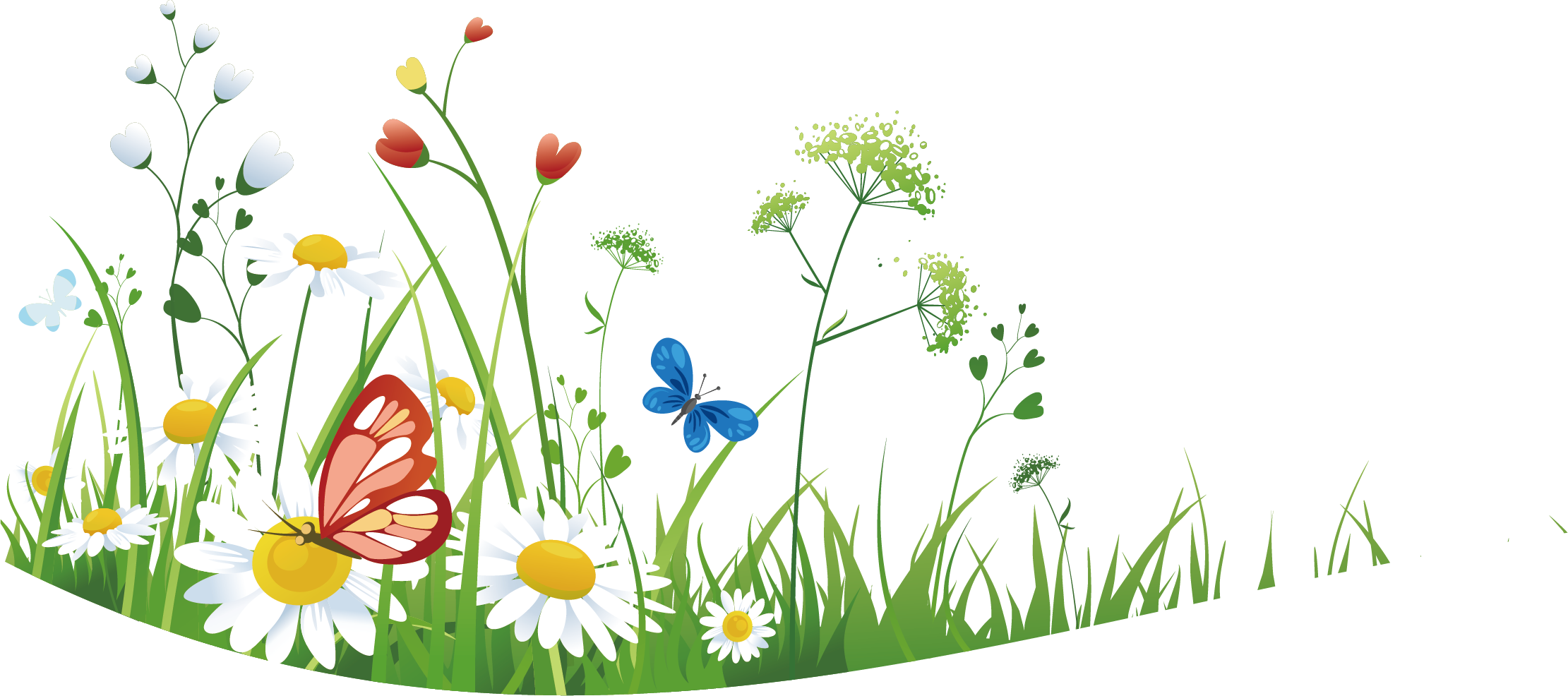 Download Transparent Wild Flowers With Grass - Clip Art - PNGkit