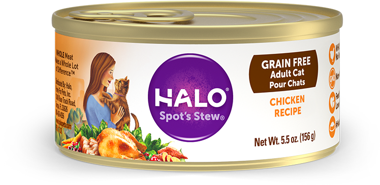 Halo Holistic Grain Free Chicken Recipe For Adult Cats - Halo Holistic Wet Cat Food For Indoor Cats, Grain Free (800x554), Png Download