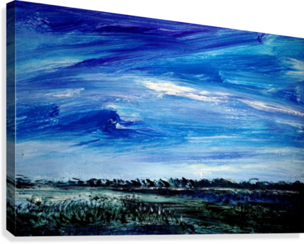 Sky And Fields Canvas Print - Painting (429x344), Png Download