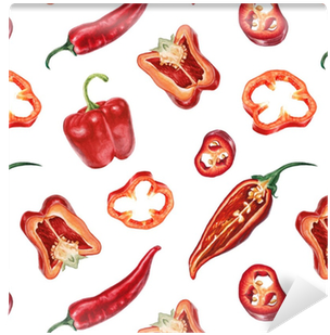 Watercolor Chili And Red Pepper Pattern Wallpaper • - Chili Watercolor (400x400), Png Download