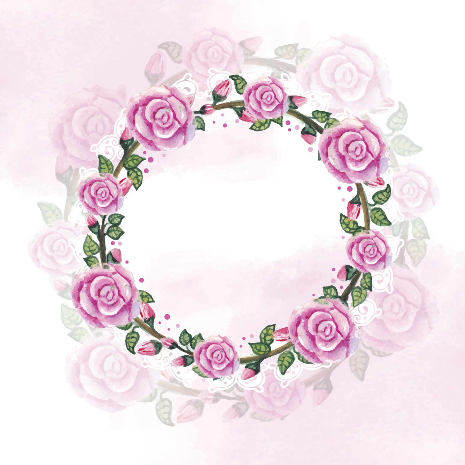 Watercolor Painting Wreath Clip Art - Watercolor Painting (1500x1500), Png Download