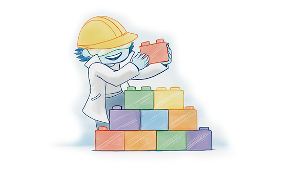 “cy Guy” Building With Legos - Construction Worker (640x337), Png Download