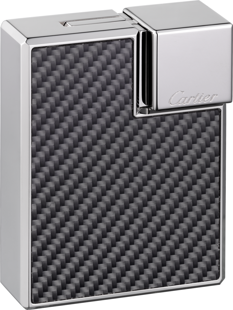 Square Lighter With Carbon Motifcarbon Fiber, Polished - Cartier Square Lighter (770x1024), Png Download
