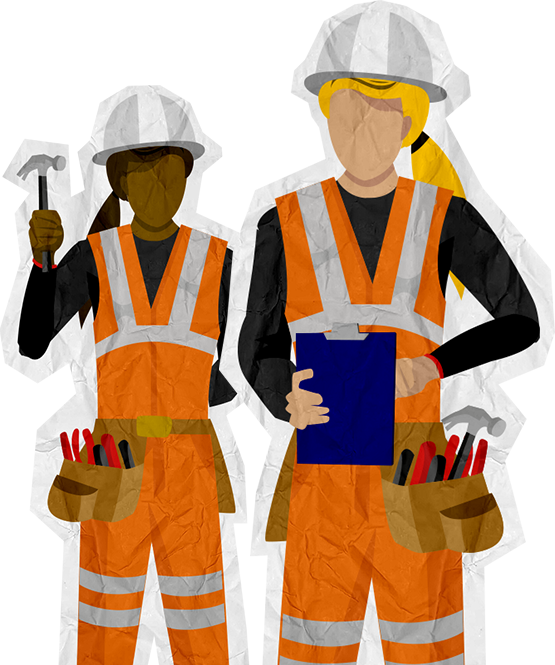Share With Friends - Women In Construction Clipart (555x665), Png Download