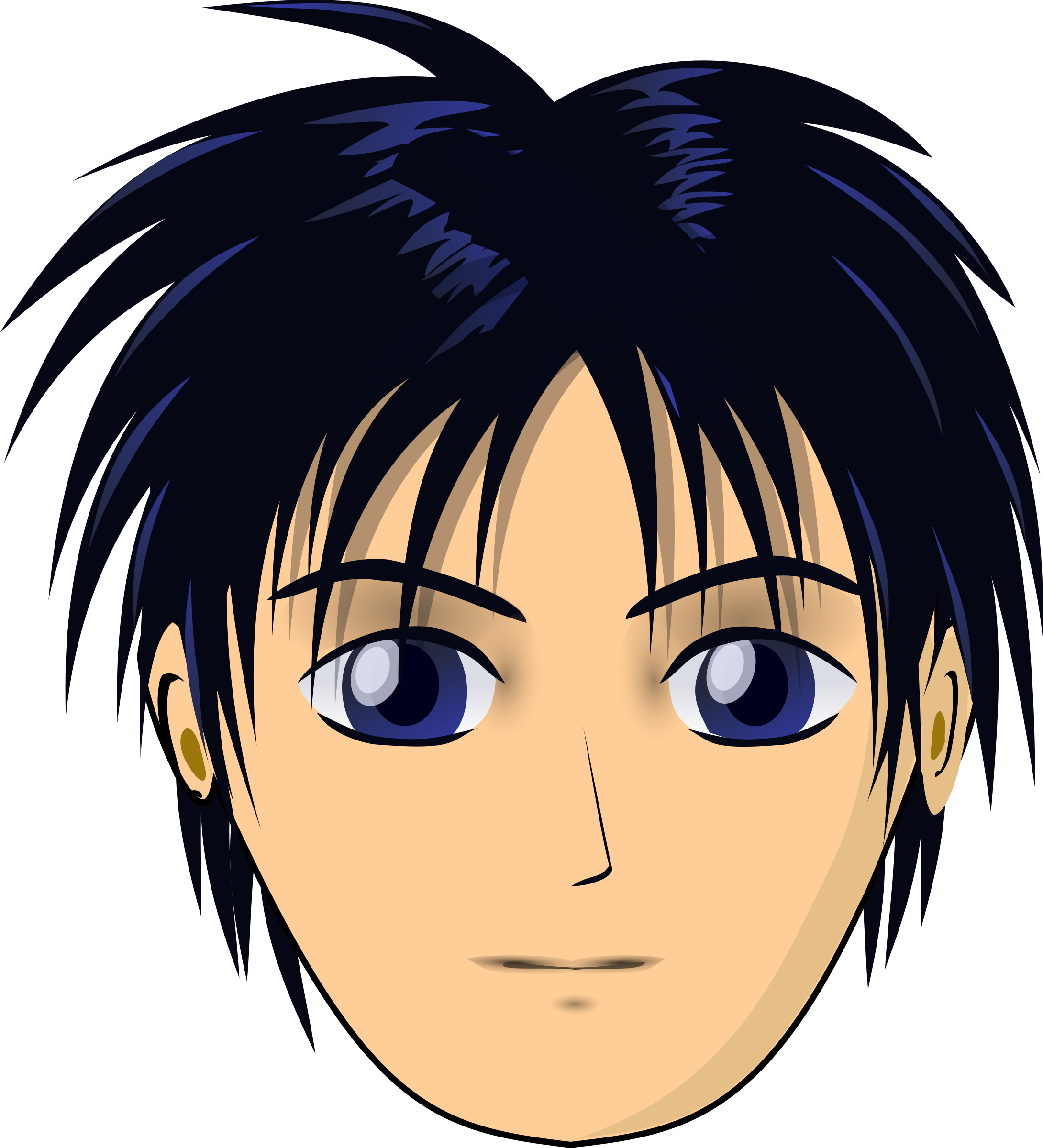 216 × 240 Pixels - Guy Black Hair Clipart (432x480), Png Download