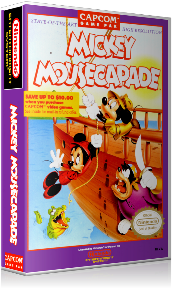 Nes Mickey Mousecapades Retail Game Cover To Fit A (800x960), Png Download