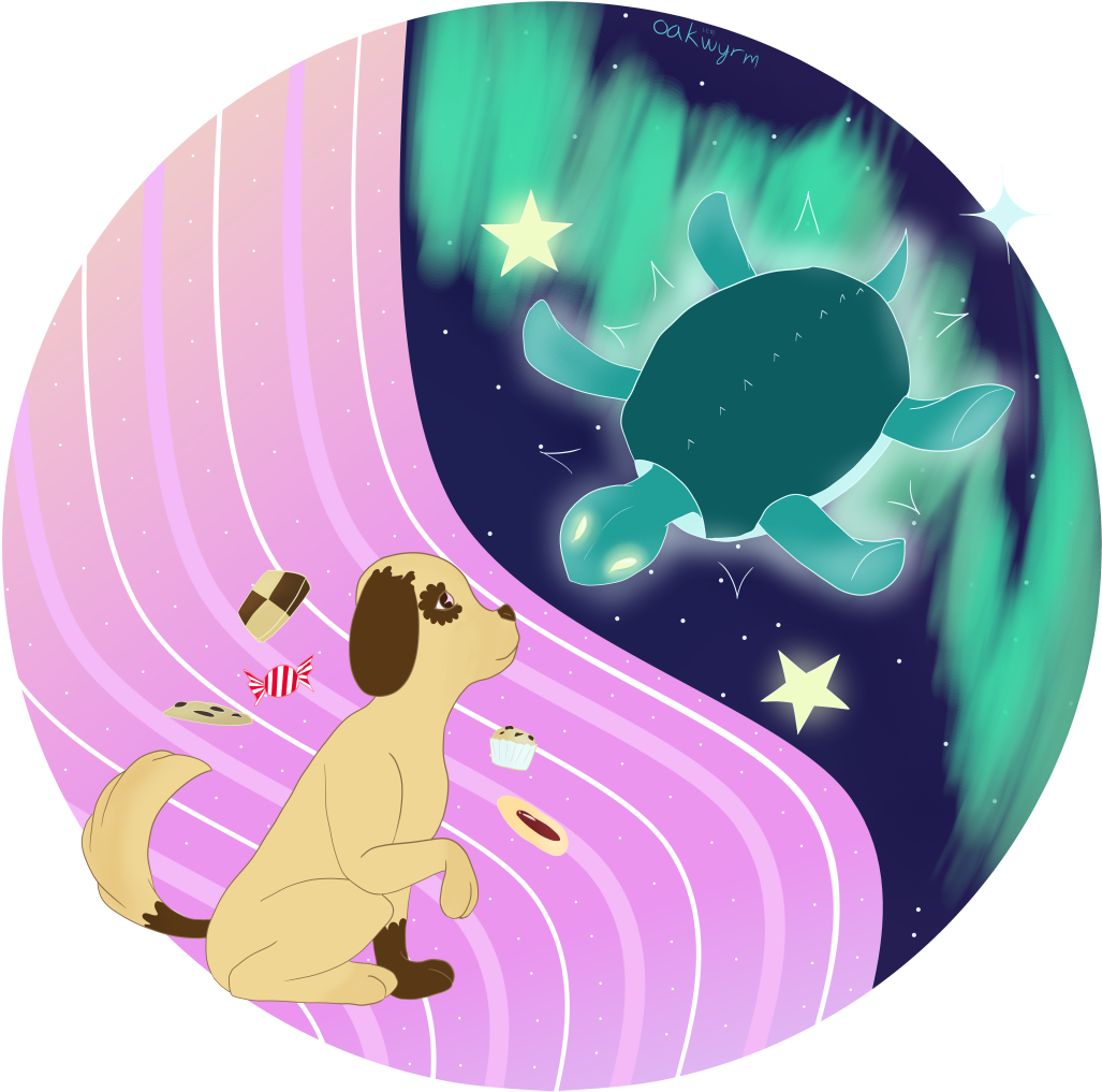 A Digital Drawing Of A Turtle And A Puppy Rendered (1085x1080), Png Download