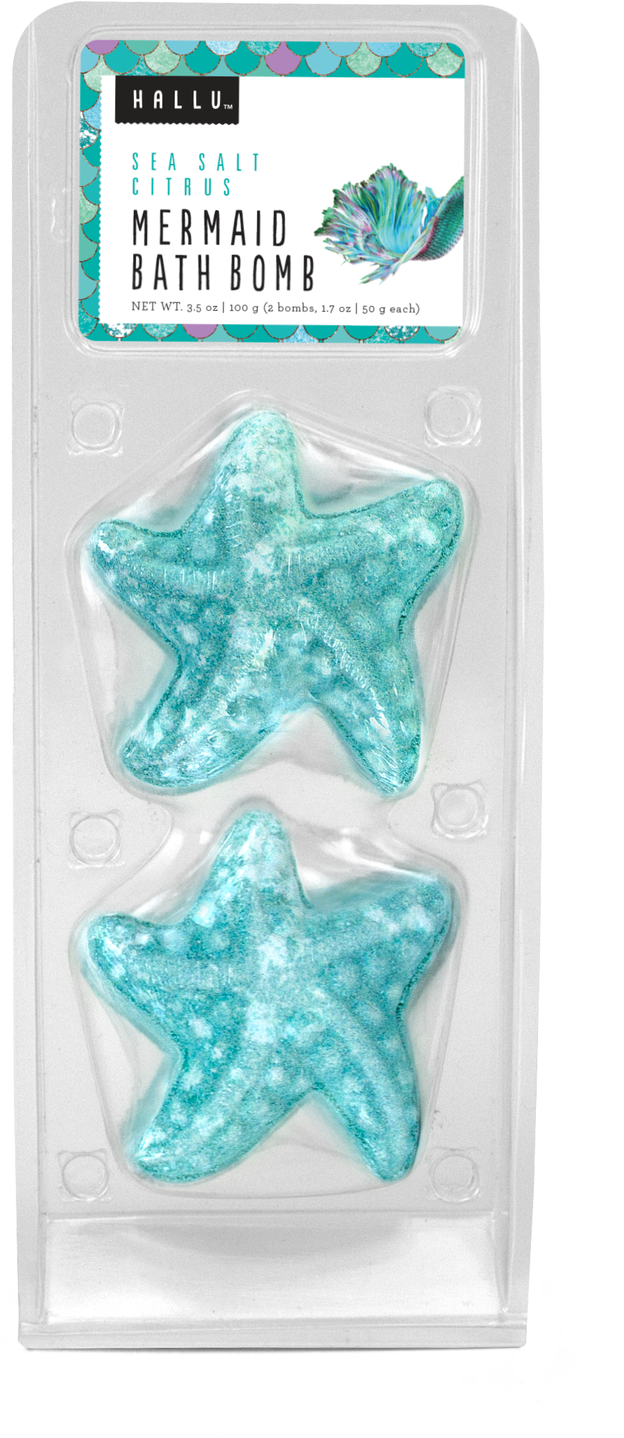 Hallu Mermaid Shell Bath Bomb, Sea Salt Citrus Scent (1200x2250), Png Download