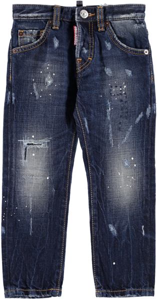 "cool Guy" Distressed Denim Paint Splatter Jeans Dark (600x600), Png Download