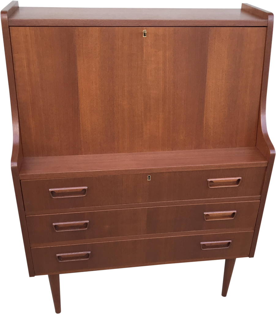 Tibergaard Denmark Teak Drop Front Desk (1000x1139), Png Download