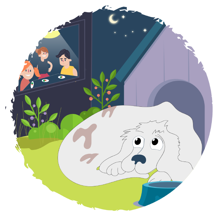 Dog Watches Family Eat Dinner Inside As He Sits In (1000x692), Png Download