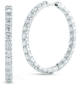 Roberto Coin Large Inside Outside Diamond Hoop Earrings (800x800), Png Download