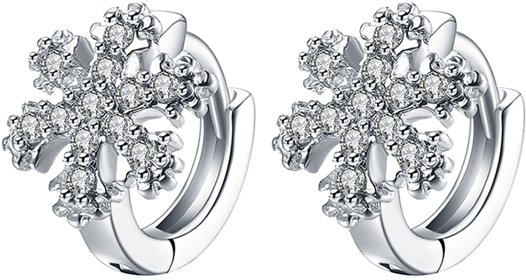 201264301 Rhinestoned Snowflake Christmas Hoop Earrings (800x1064), Png Download