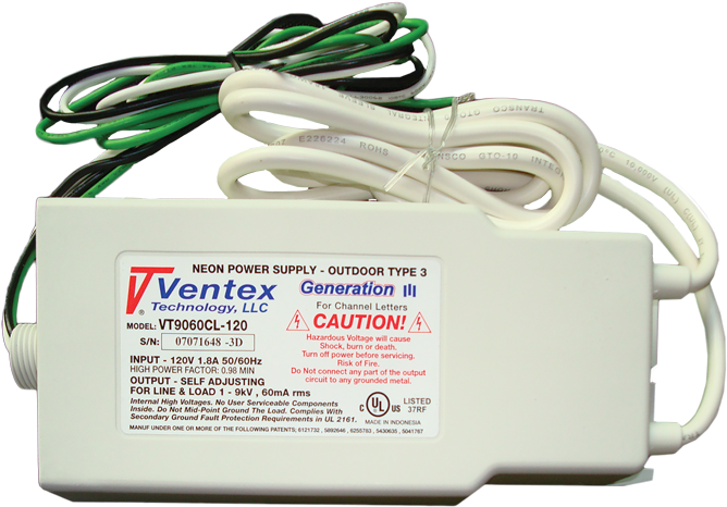 Ventex Vt9060cl 120 Neon Transformer Power Supply 100v (960x640), Png Download