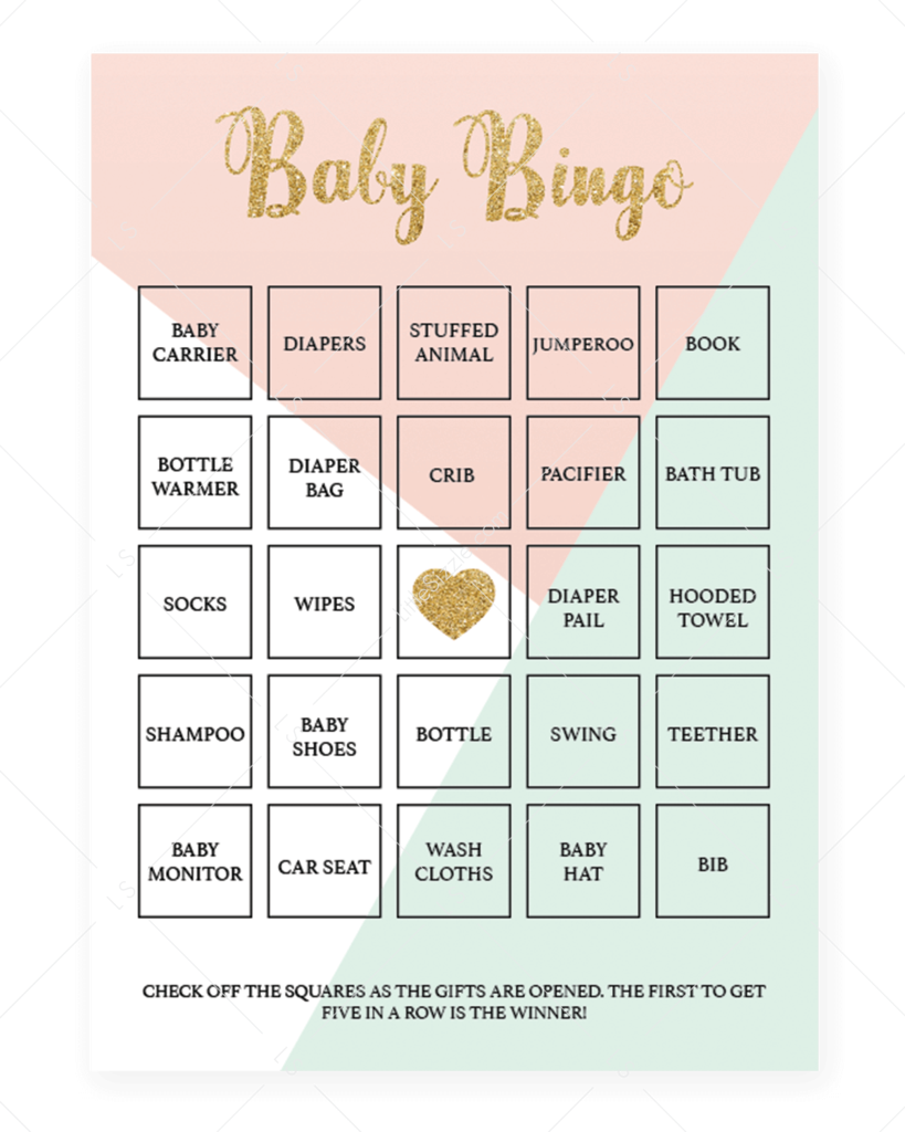 Pink And Mint Printable Baby Bingo Cards By Littlesizzle (819x1024), Png Download