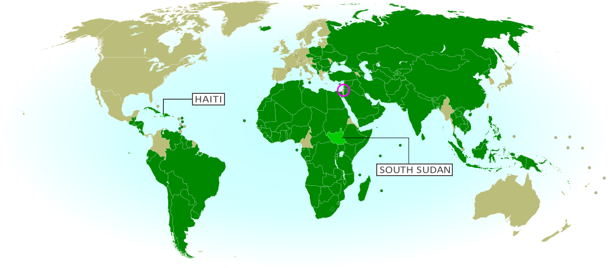 Map Of Countries That Recognize The State Of Palestine (1254x554), Png Download