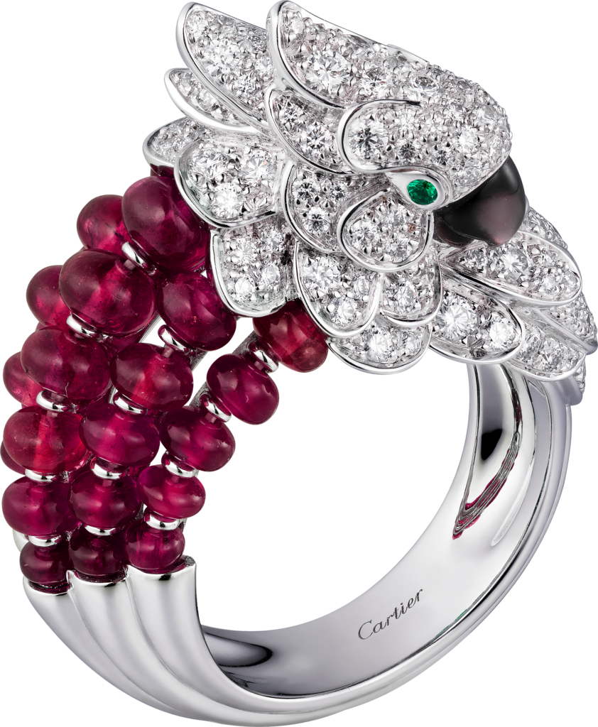 Les Oiseaux Libérés Ringwhite Gold, Rubies, Emeralds, (842x1024), Png Download