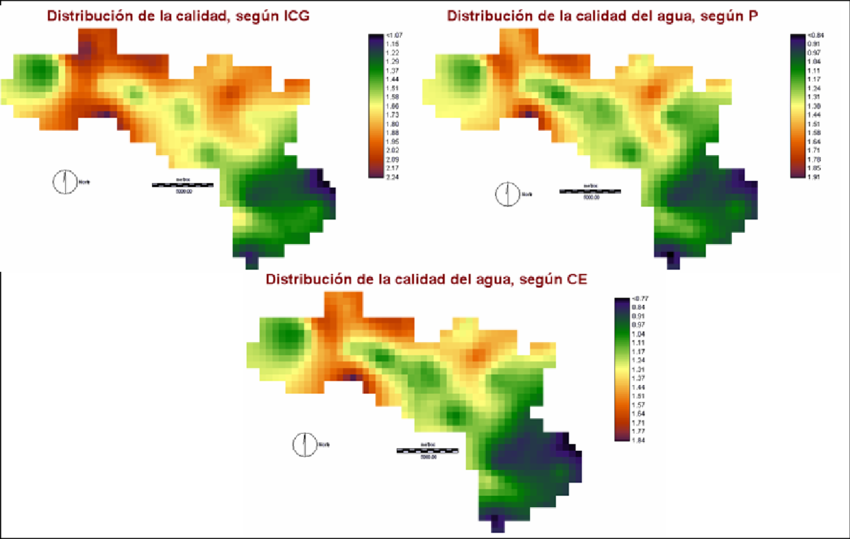 Mapas De Calidad Del Agua Subterránea Según Cada Índice (850x539), Png Download