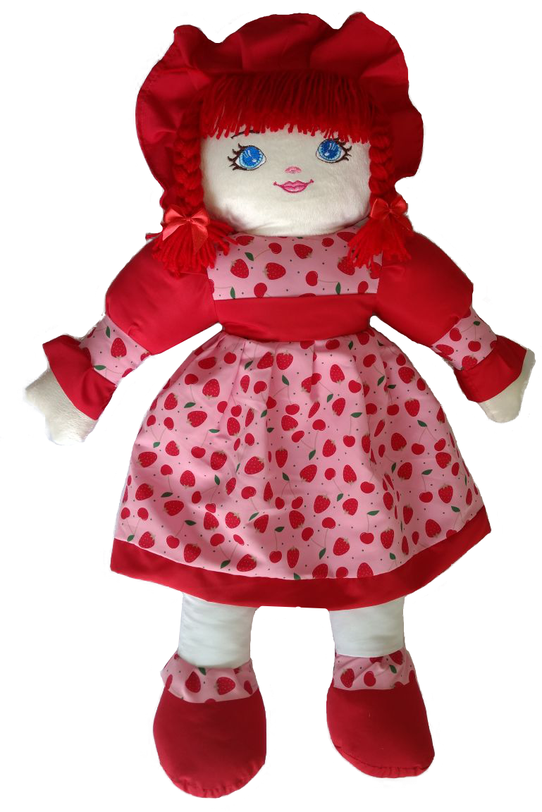 Boneca De Pano Lolita Com Tranças E Vestido Vermelha (769x1152), Png Download