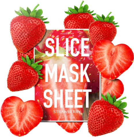 Slice Mask Sheet Surrounded By Slices Of Strawberries (1000x562), Png Download