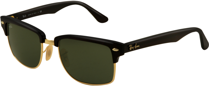 Rayban 4190 Black / Crystal Green Squared Clubmaster (840x490), Png Download