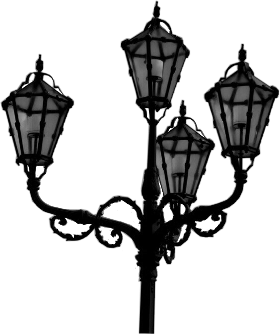 Laterns Lights Lightning Blackandwhite Streetlight (564x672), Png Download