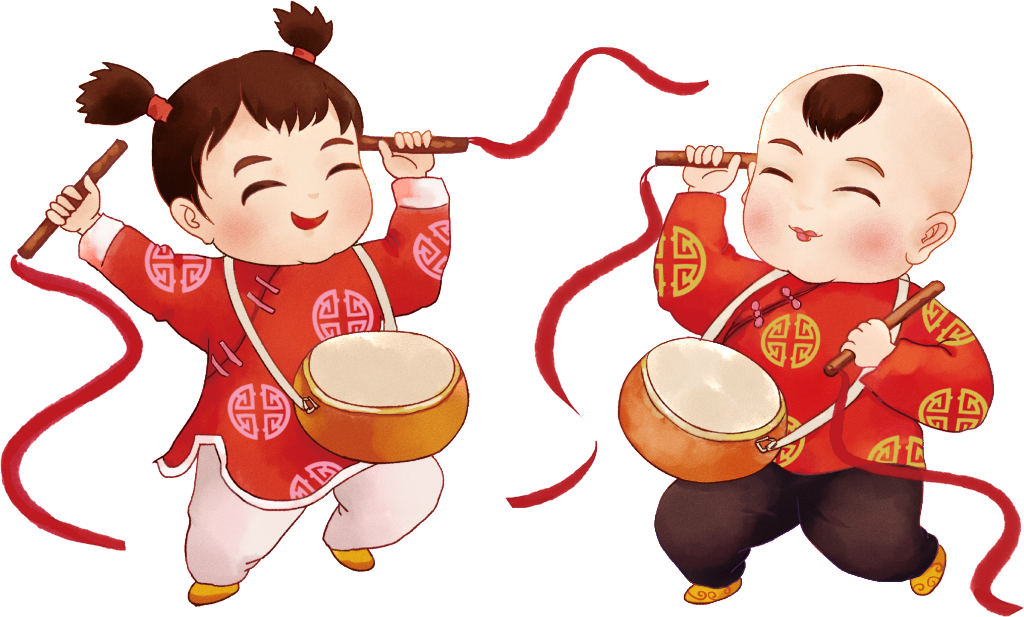 Pintado A Mano De Dibujos Animados De Fuwa Tambor Png (1024x617), Png Download