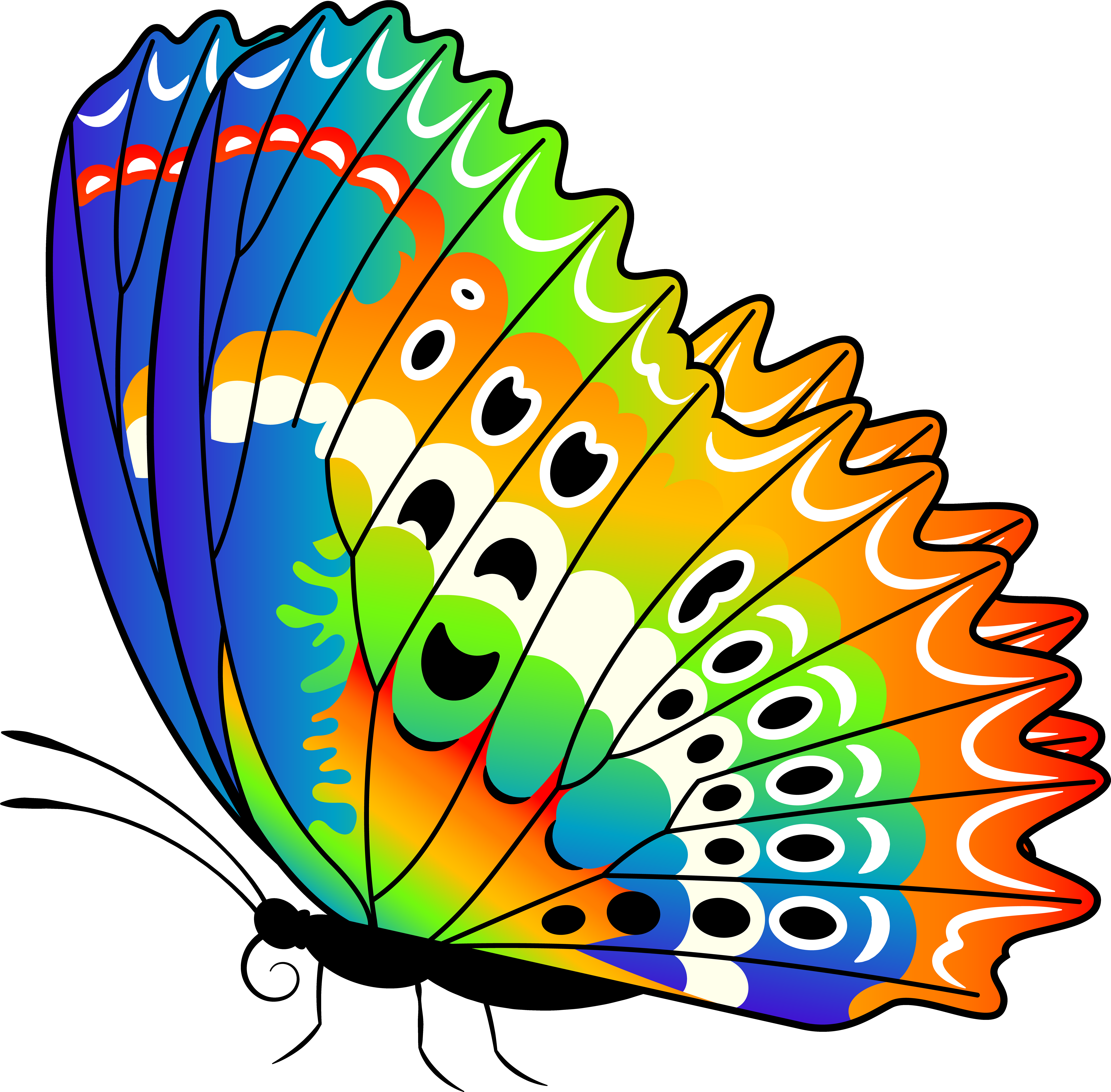 Colorful Butterfly Png Clip Art Image (600x584), Png Download