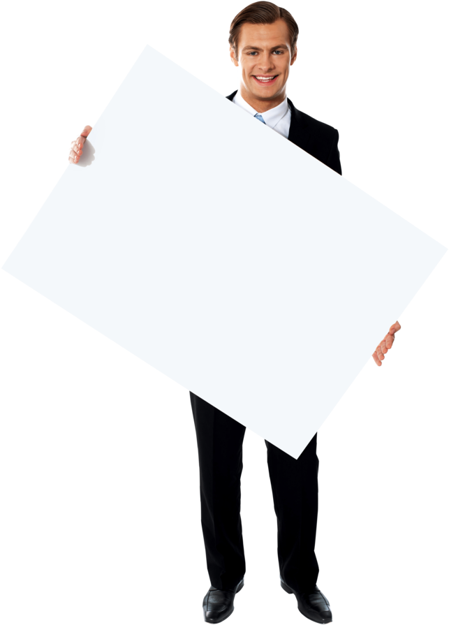 Businessmen Holding Banner (800x988), Png Download