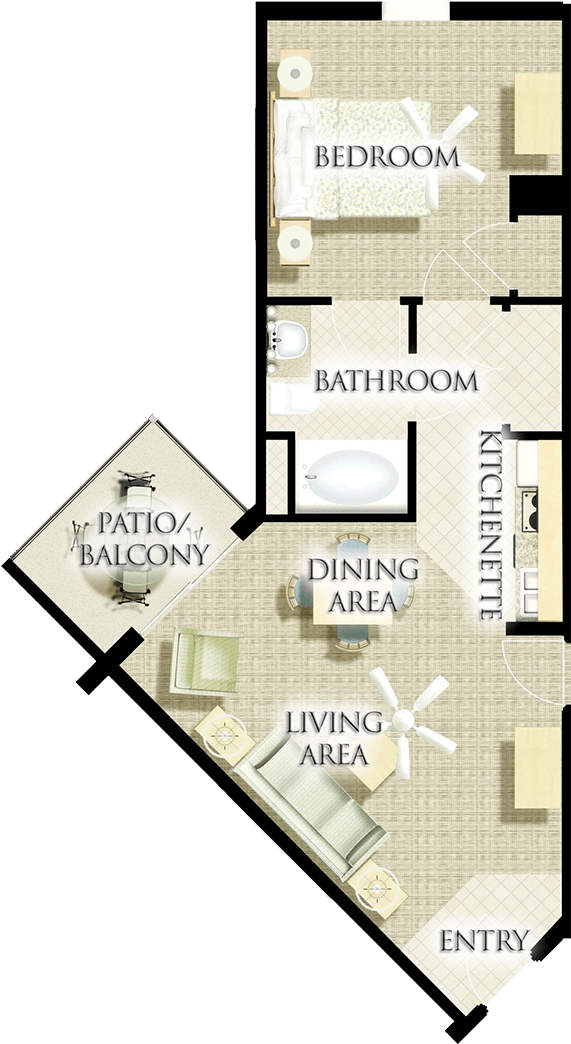 One-bedroom Corner Villa (616x1044), Png Download