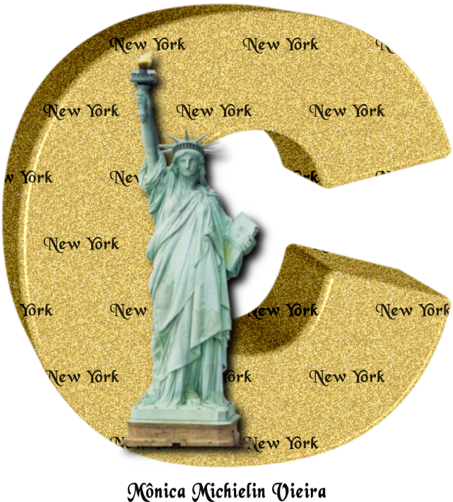Alfabeto Dourado Com Estátua Da Liberdade Png (752x752), Png Download