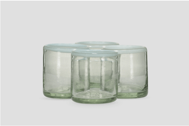 Cdmx Lagos Del Mundo Set Of 4, Glass Tumblers In White (600x800), Png Download