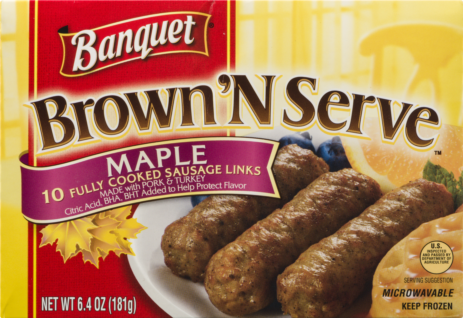 Banquet Brown 'n Serve Maple Precooked Sausage Links, (1800x1800), Png Download