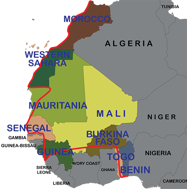 Kidsrun Map Westernafrica (600x607), Png Download