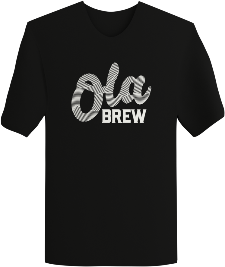 Black Stylized Ola Brew Shirt (1000x1000), Png Download