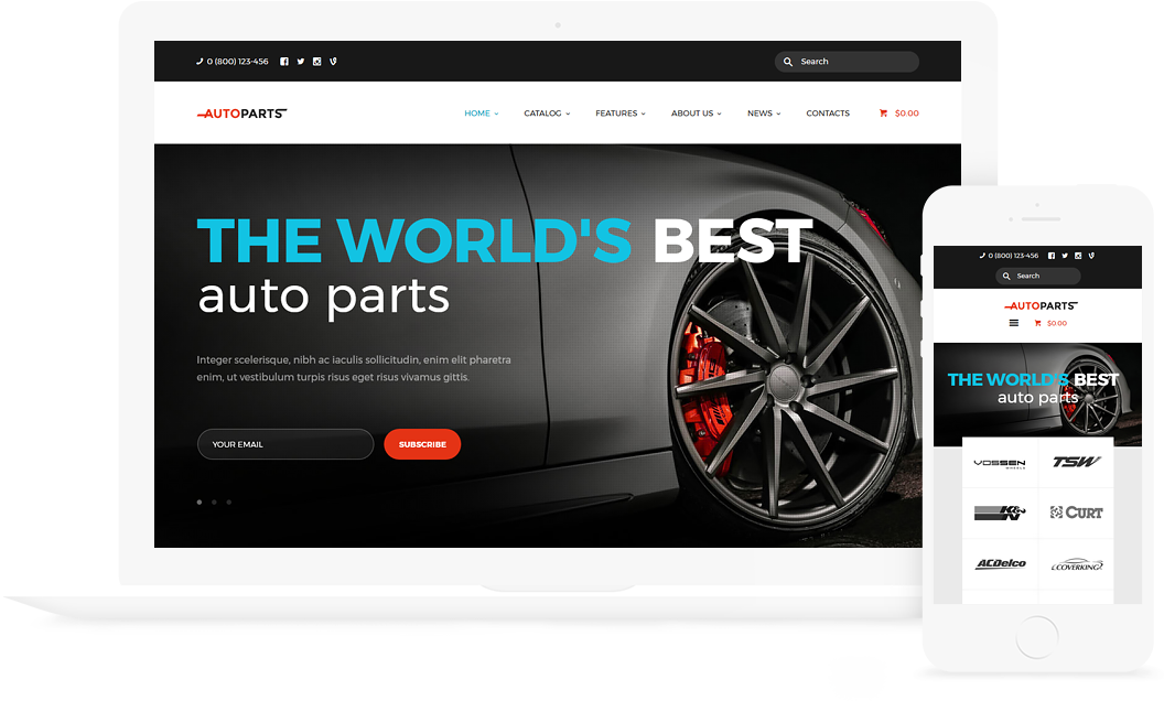 Car Parts Store & Auto Services Wordpress Theme (1056x636), Png Download