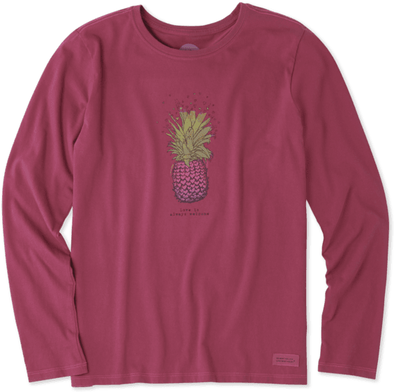 Women's Pineapple Love Long Sleeve Crusher Tee (570x570), Png Download