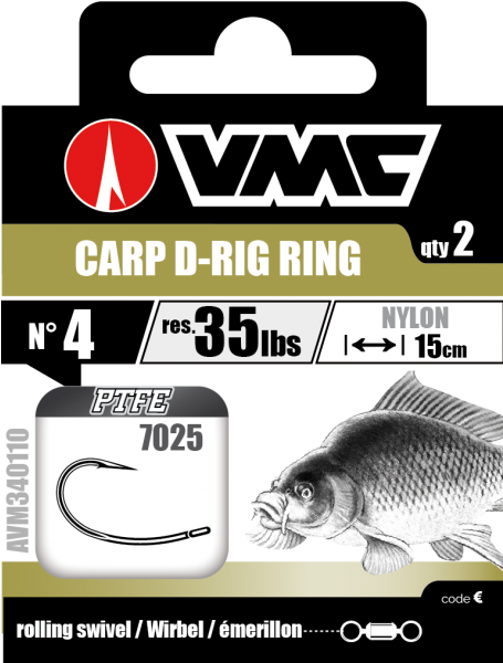 Hameçons Montés Vmc 7025 Carp D-rig Ring (600x600), Png Download