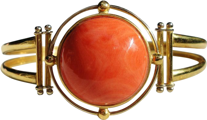 18k Italian Undyed Coral Bangle Bracelet (680x680), Png Download