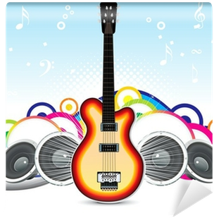 Abstract Musical Background With Guitar Wall Mural - Fondo Con Guitarra Vector (400x400), Png Download