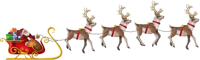 Flying Santa - Santa And Reindeer Flying Png (639x193), Png Download