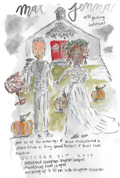 Watercolor Wedding Invitations - Pattern (399x592), Png Download