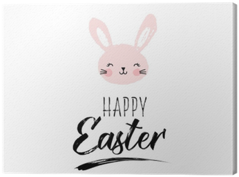 Happy Easter Greeting Card, Poster, With Cute, Sweet - Domestic Rabbit (400x400), Png Download
